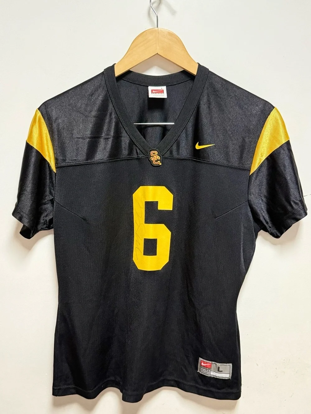 Nike Women's Black and Gold Football Jersey - No. 6